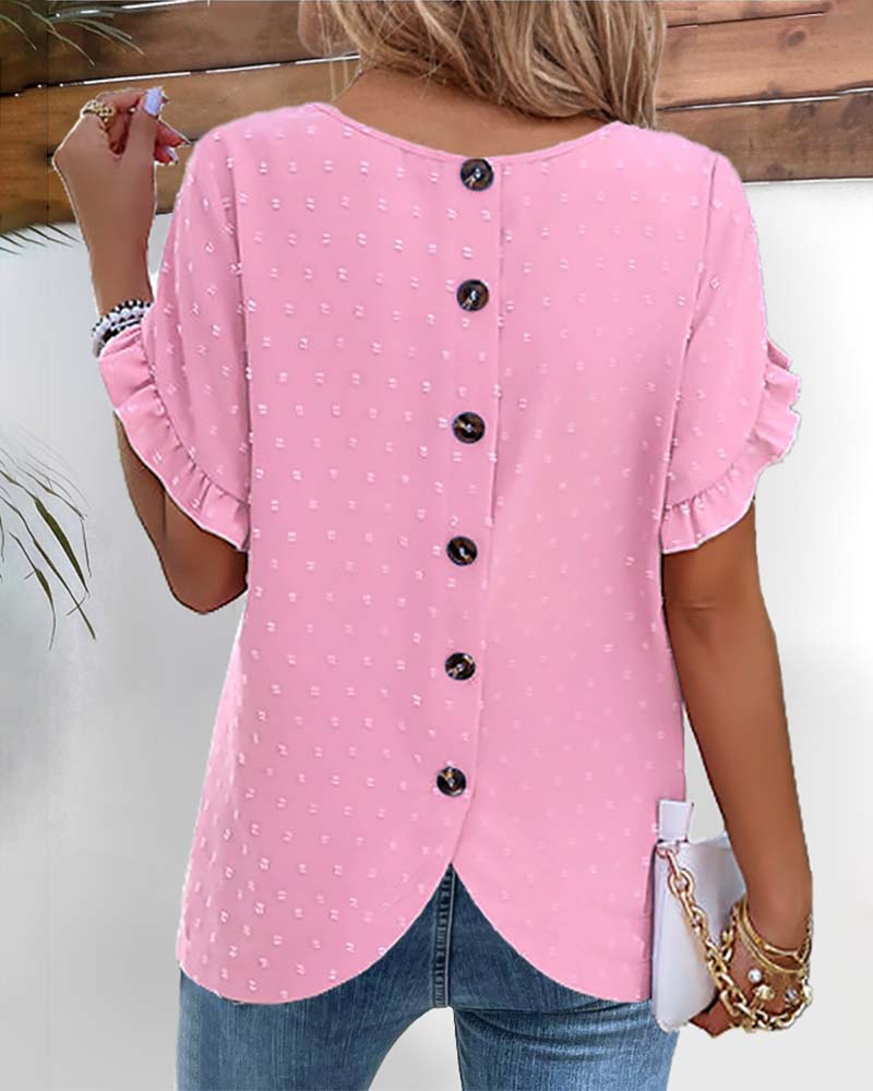 Lotte™ | Blouse with Back Closure and Ruffled Sleeves
