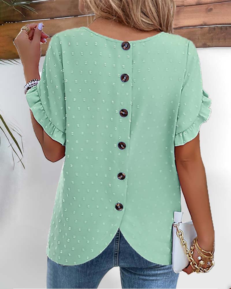 Lotte™ | Blouse with Back Closure and Ruffled Sleeves