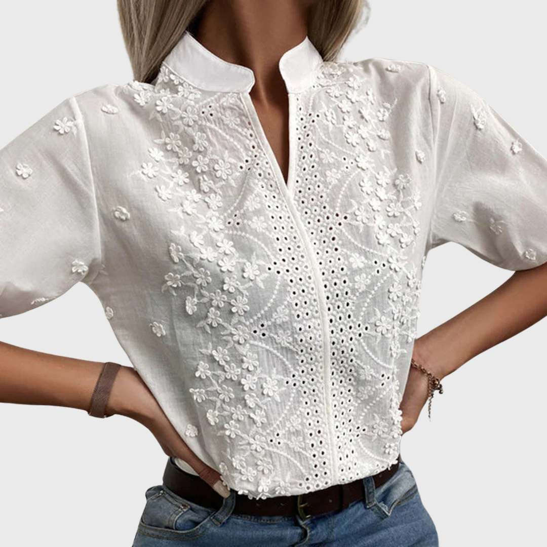 Camille | Women's Falling Blouse in White