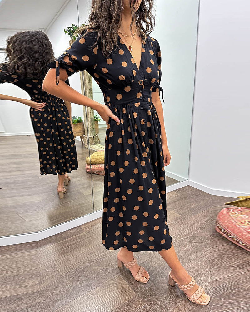 Mina™ | Dress with a V-neck and Dots