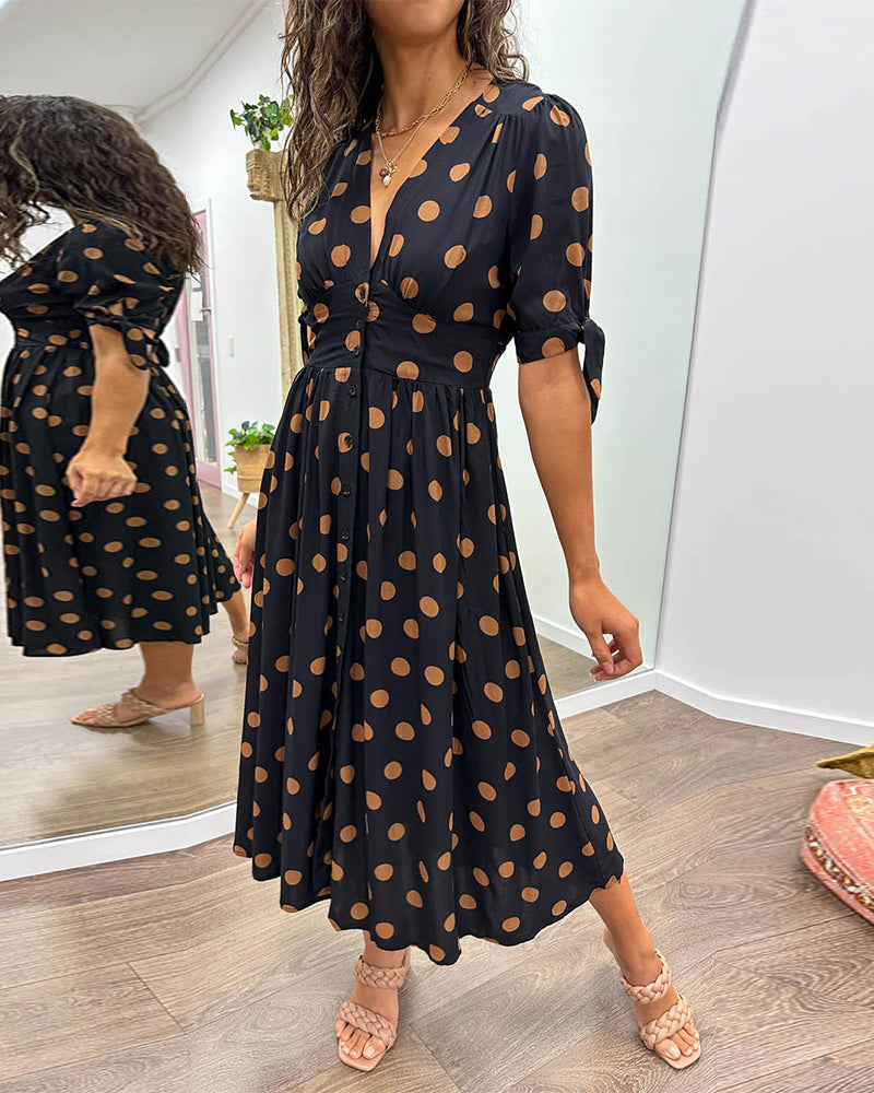 Mina™ | Dress with a V-neck and Dots