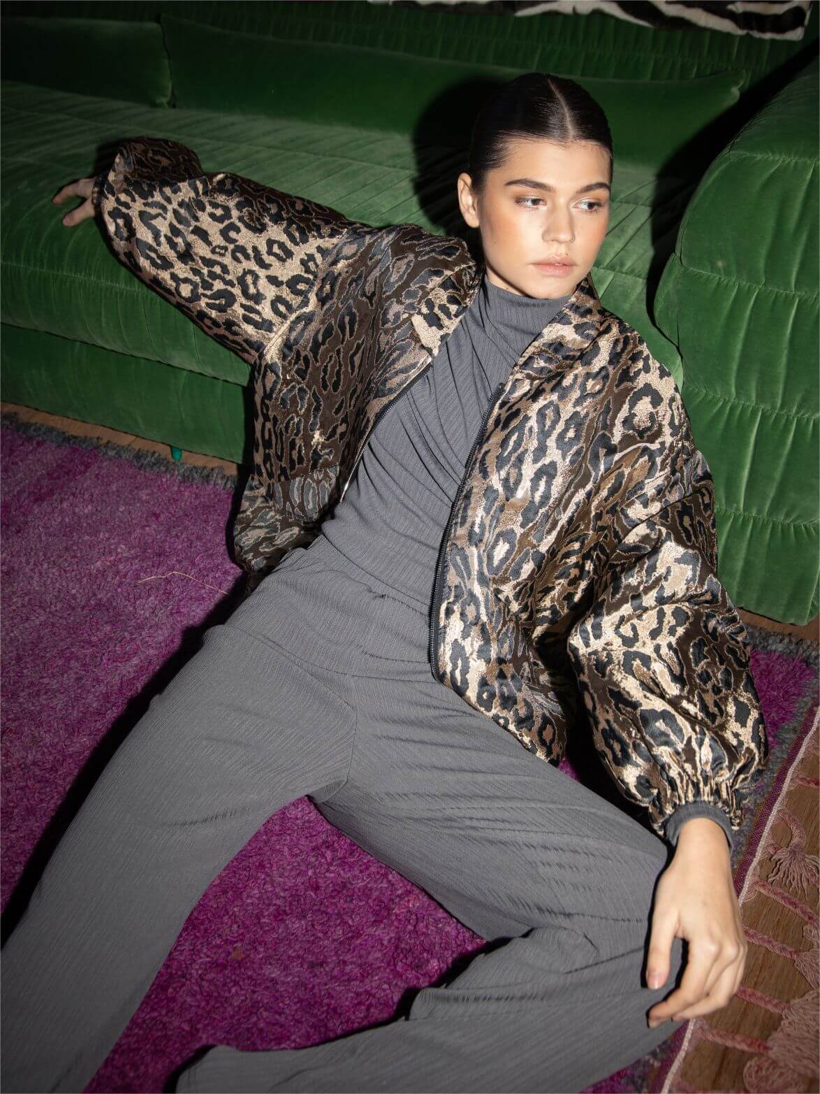 Fenna Leopard Print Bomber Jacket