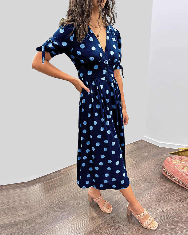 Mina™ | Dress with a V-neck and Dots