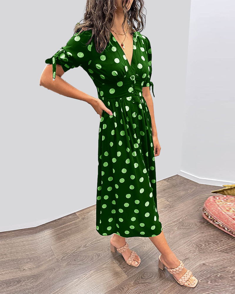 Mina™ | Dress with a V-neck and Dots