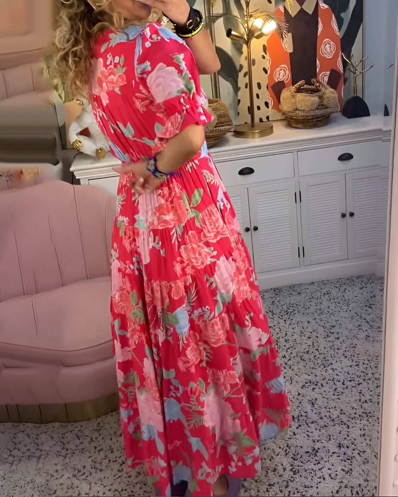 Carine | Dress with Pockets in Floral Pattern