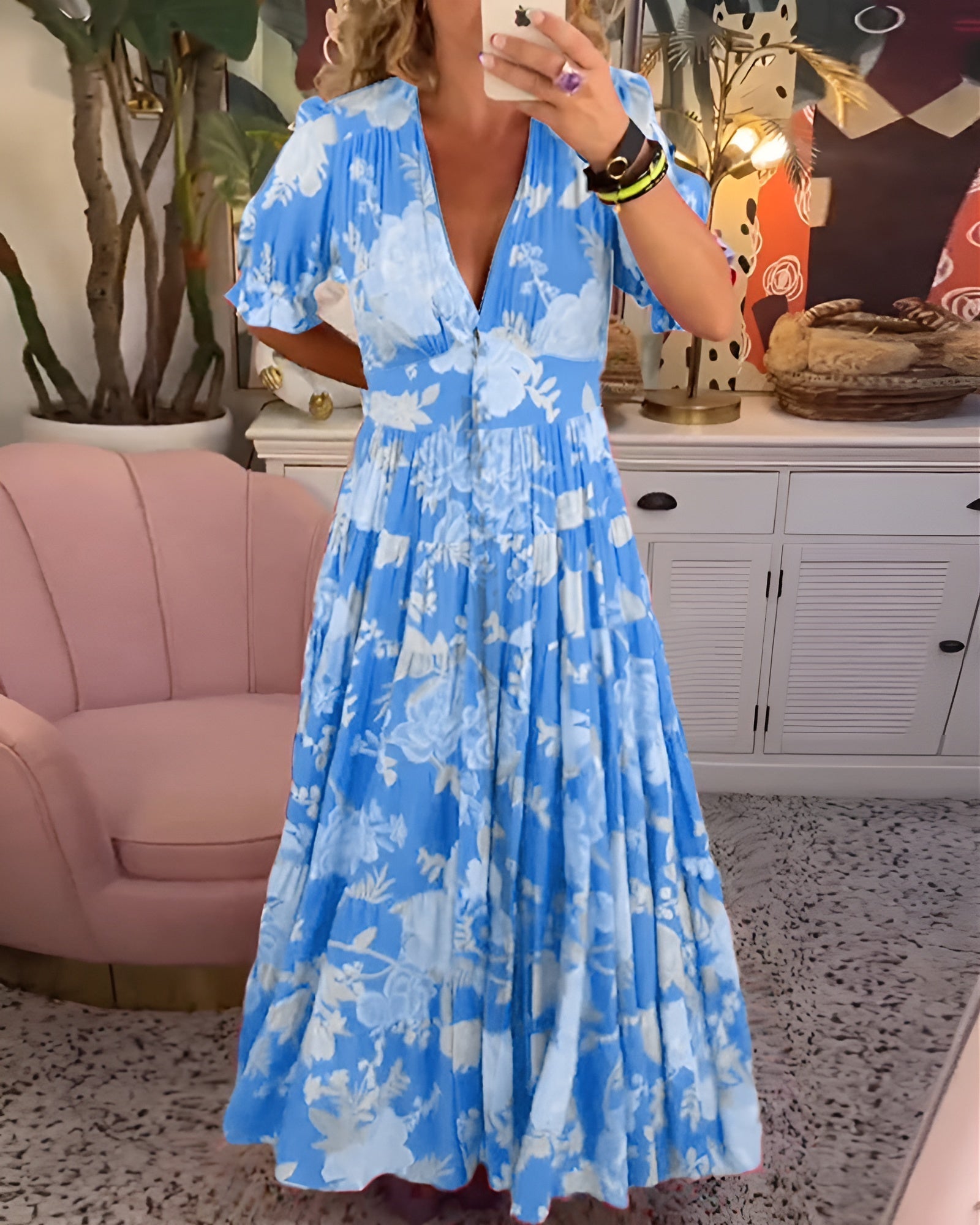 Carine | Dress with Pockets in Floral Pattern