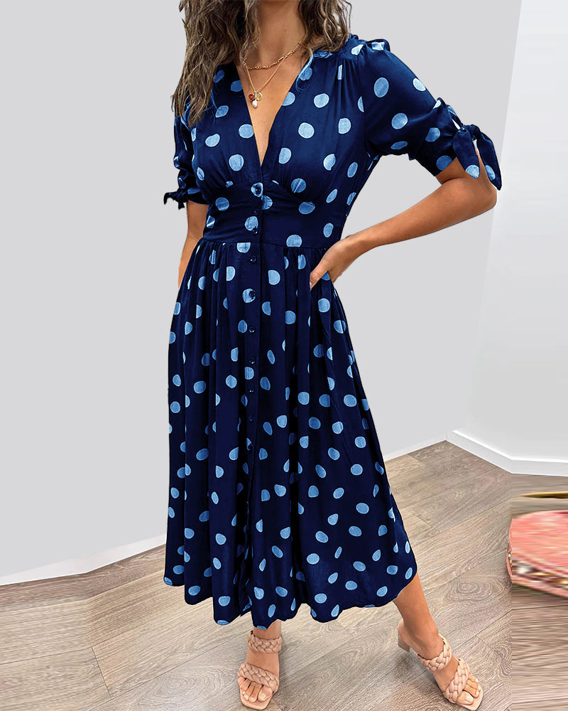 Mina™ | Dress with a V-neck and Dots