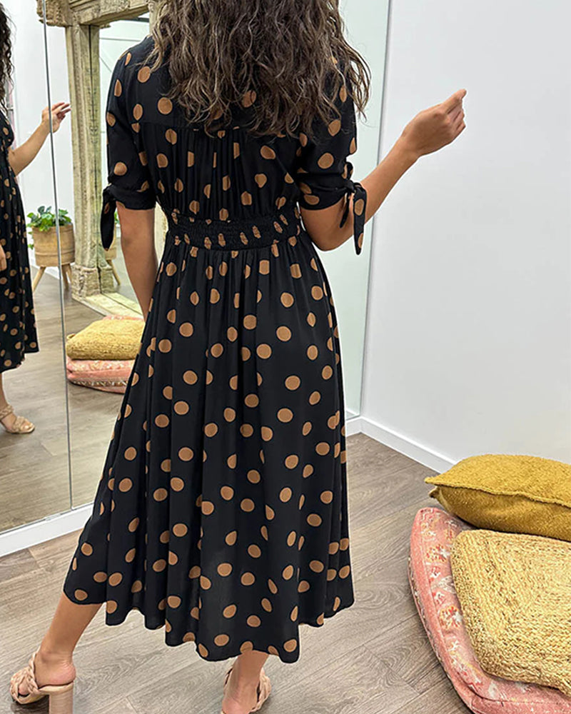 Mina™ | Dress with a V-neck and Dots