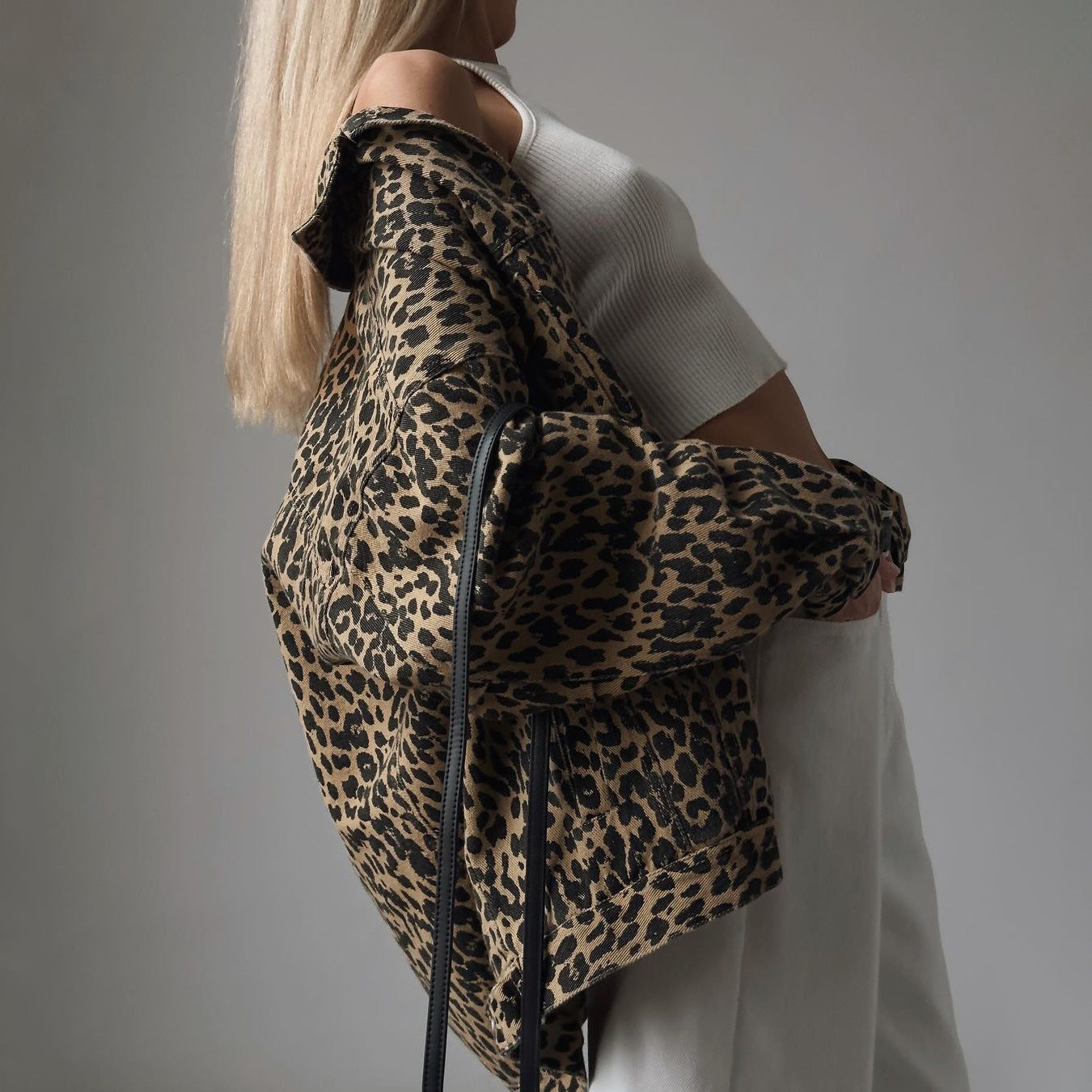 Leopard Print Denim Jacket