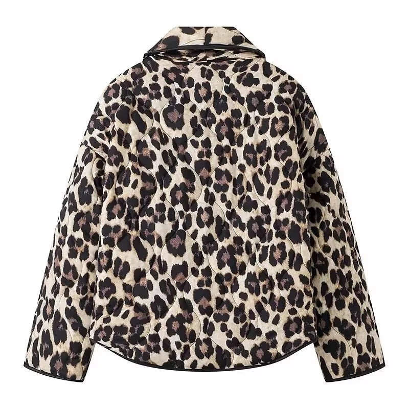 Quilted Jacket in Leopard Print