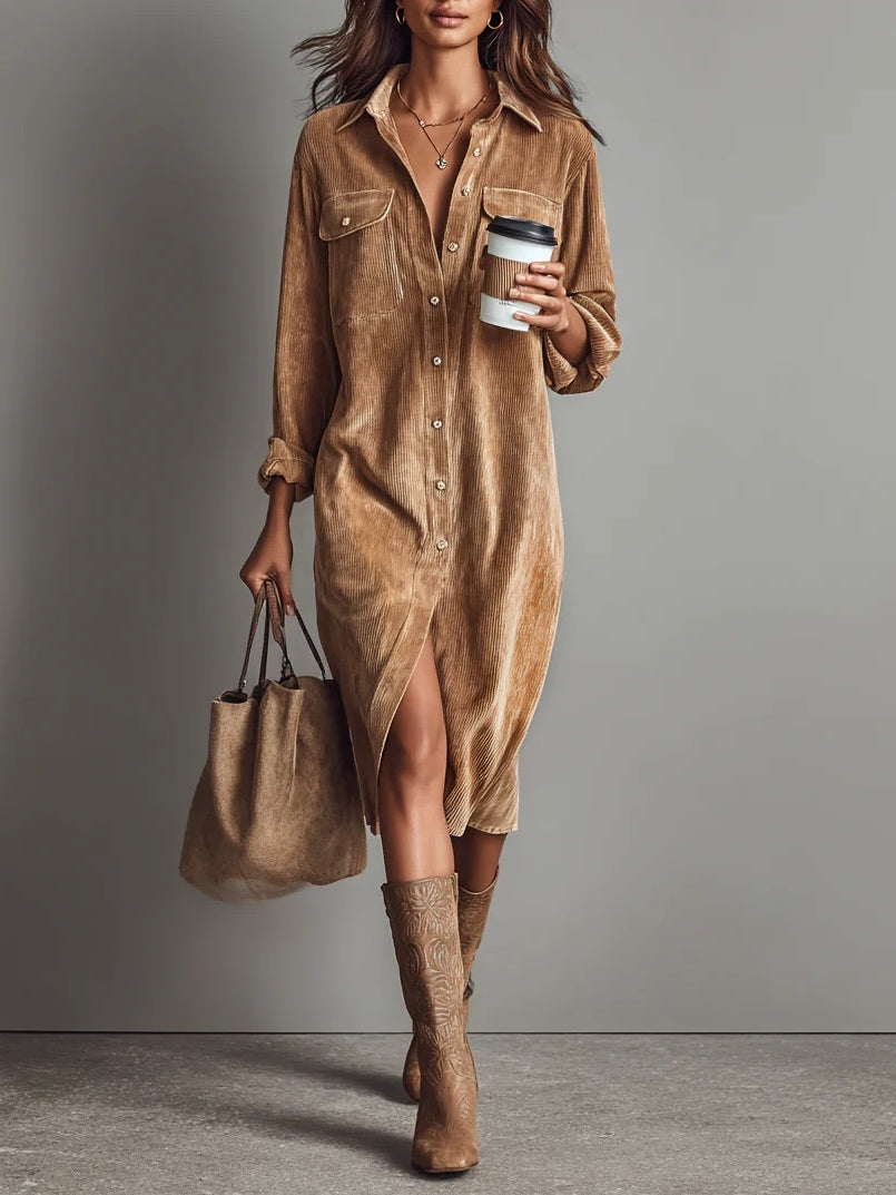 Abigail | Corduroy Loose-Fit Midi Dress