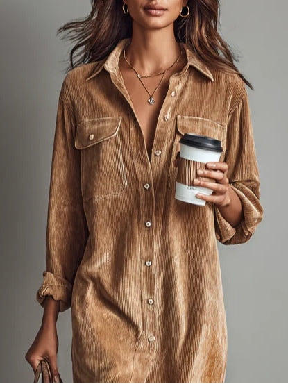 Abigail | Corduroy Loose-Fit Midi Dress