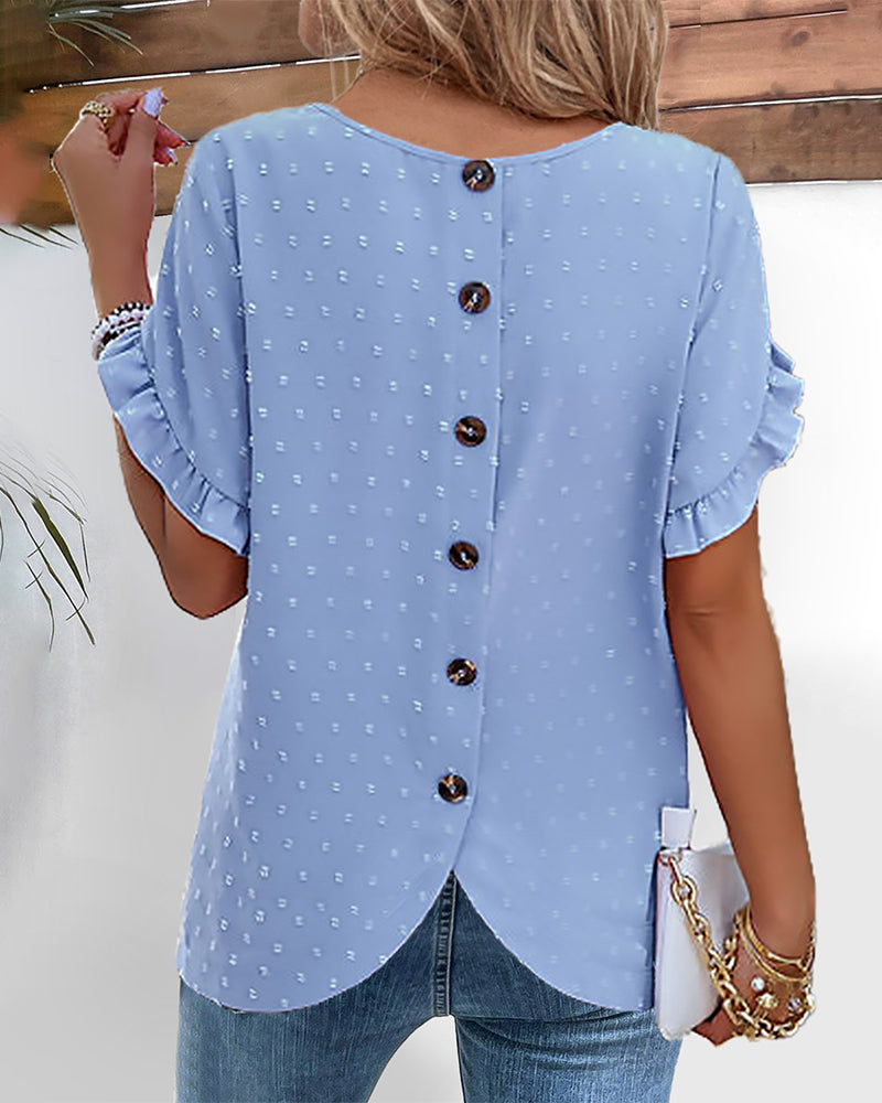 Lotte™ | Blouse with Back Closure and Ruffled Sleeves