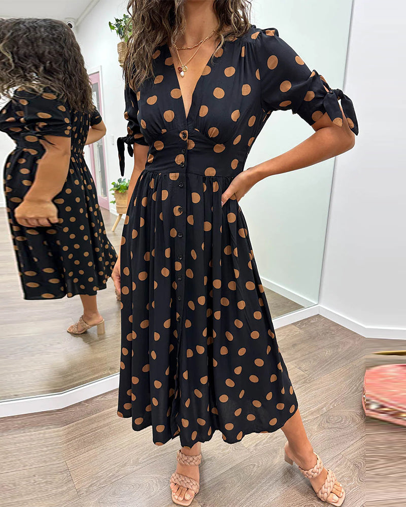 Mina™ | Dress with a V-neck and Dots
