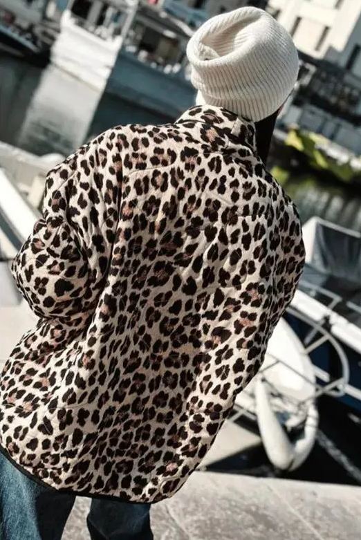 Quilted Jacket in Leopard Print