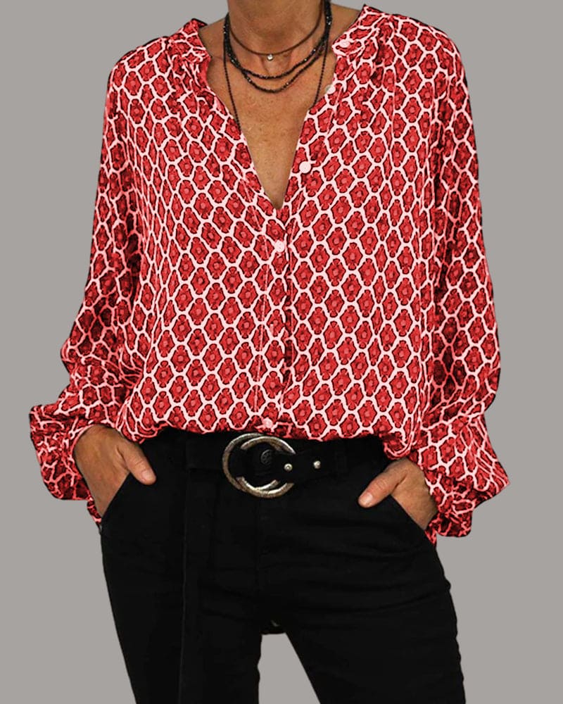 Ursula | Loose Midi Shirt with V-Neck