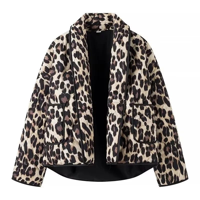 Quilted Jacket in Leopard Print