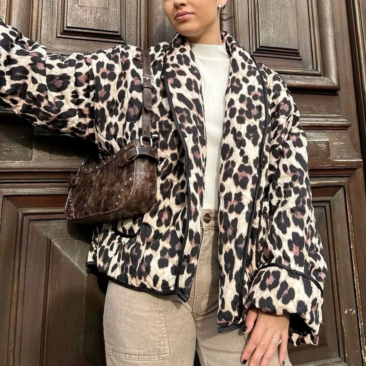 Quilted Jacket in Leopard Print