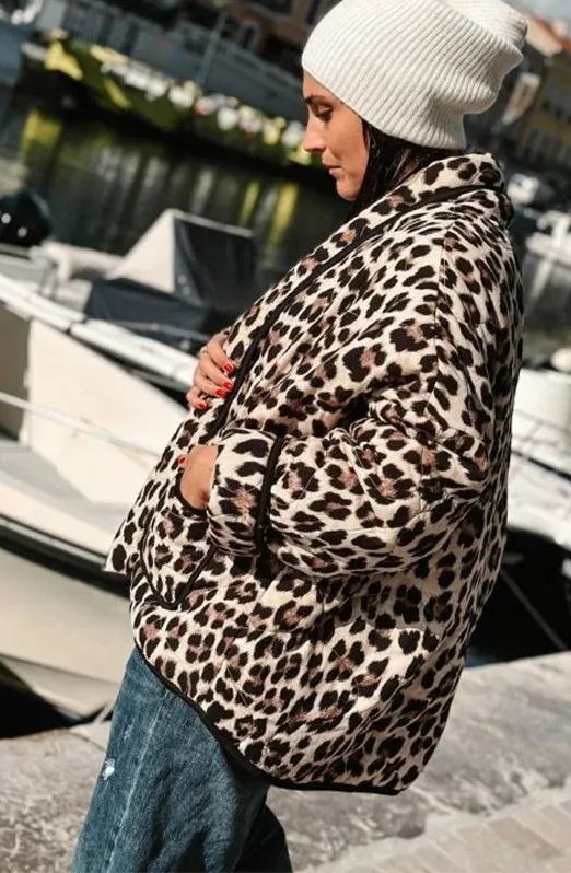 Quilted Jacket in Leopard Print